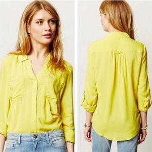 Anthropologie Maeve Yellow Islet Buttondown Blouse